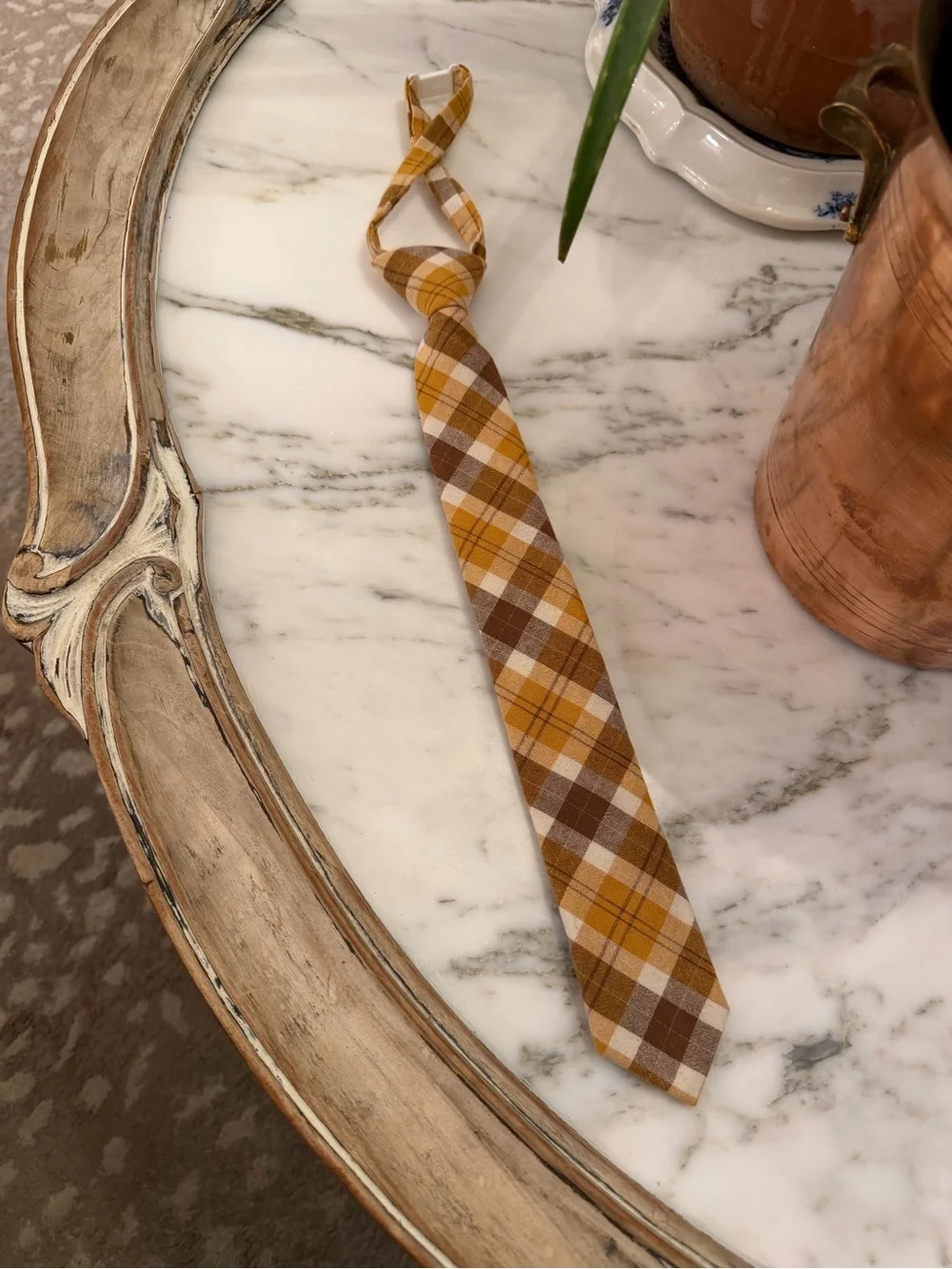 Fall Plaid Tie in Yellow and Brown From Boon Size L